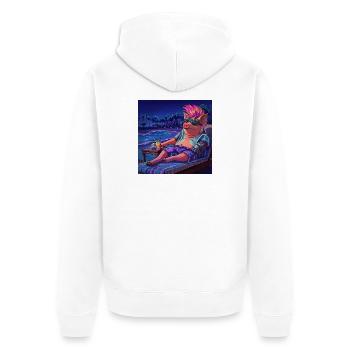 Cyberpig - Unisex Premium Bio Zip Hoodie - Weiß - Hinten - Thijin (182cm)
