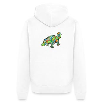 Mosaic Platypus Rainbow Style - Unisex Premium Organic Zip Hoodie - white - Back - Thijin (182cm)