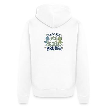 Ich werde Großer Bruder – Dino-Design - Unisex Premium Bio Zip Hoodie - Weiß - Hinten - Thijin (182cm)
