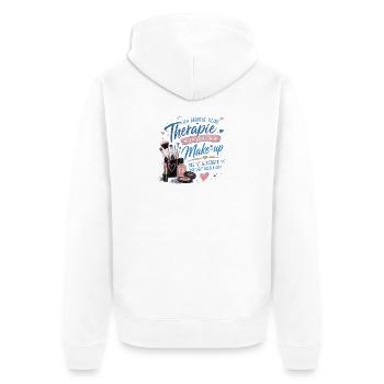 Ich brauche Make-up statt Therapie - Unisex Premium Bio Zip Hoodie - Weiß - Hinten - Thijin (182cm)