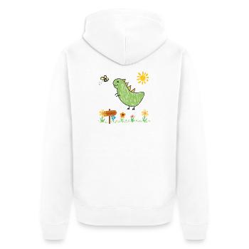 Dino Garden Green Kids - Unisex Premium Organic Zip Hoodie - white - Back - Thijin (182cm)