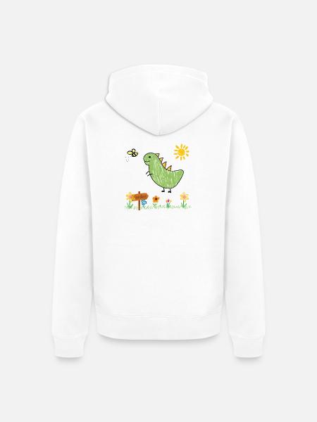 Dino Garden Green Kids - Unisex Premium Organic Zip Hoodie - white