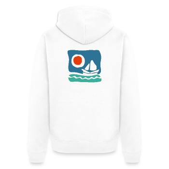 Sailboat on azure sea – Marine illustration - Unisex Premium Organic Zip Hoodie - white - Back - Thijin (182cm)