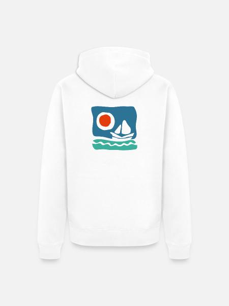Sailboat on azure sea – Marine illustration - Unisex Premium Organic Zip Hoodie - white