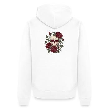 Skull & Roses – Gothic Skull Flower Design - Unisex Premium Organic Zip Hoodie - white - Back - Thijin (182cm)