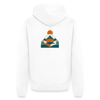 Minimalist Geo Landscape Design - Unisex Premium Organic Zip Hoodie - white - Back - Thijin (182cm)