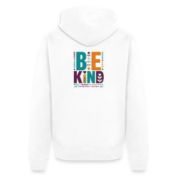 Be Kind – Colorful Typography Statement Word Stack - Unisex Premium Organic Zip Hoodie - white - Back - Thijin (182cm)