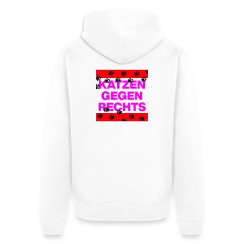 KATZEN GEGEN RECHTS, NO AFD NO NZS, NIE WIEDER - Unisex Premium Bio Zip Hoodie - Weiß - Hinten - Thijin (182cm)