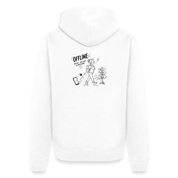 Offline Abenteuer Wanderin Pfadzeichen - Unisex Premium Bio Zip Hoodie - Weiß - Hinten - Thijin (182cm)