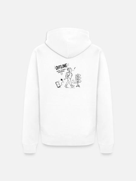 Offline Abenteuer Wanderin Pfadzeichen - Unisex Premium Bio Zip Hoodie - Weiß