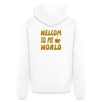 Coffee - Unisex Premium Organic Zip Hoodie - white - Back - Thijin (182cm)