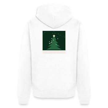 Minimalist Christmas Tree Green Star - Unisex Premium Organic Zip Hoodie - white - Back - Thijin (182cm)