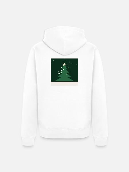 Minimalistischer Weihnachtsbaum-Grüner Stern - Unisex Premium Bio Zip Hoodie - Weiß
