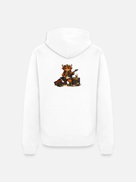 Highland Cow Rock-Star - Unisex Premium Bio Zip Hoodie - Weiß