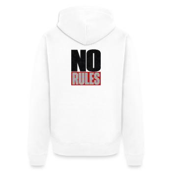 Pas de règles – Déclaration typographique brutaliste - Veste à capuche bio Premium Unisexe - blanc - Dos - Thijin (182cm)
