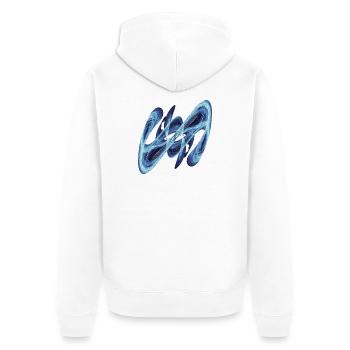 Blue Glow – Fractal Art - Veste à capuche bio Premium Unisexe - blanc - Dos - Thijin (182cm)