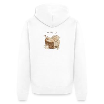 Knitting Club Stricken Cozy Hobby - Unisex Premium Organic Zip Hoodie - white - Back - Thijin (182cm)