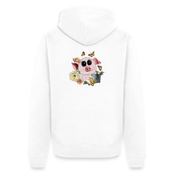 Cute piggy with googly eyes - Unisex Premium Organic Zip Hoodie - white - Back - Thijin (182cm)