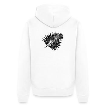 Tropical Palm Leaf - Unisex Premium Organic Zip Hoodie - white - Back - Thijin (182cm)