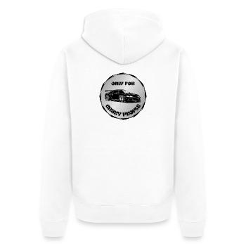 Only for Crazy Car People - Unisex Premium Organic Zip Hoodie - white - Back - Thijin (182cm)