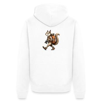 Vintage Squirrel Explorer Hiker - Unisex Premium Organic Zip Hoodie - white - Back - Thijin (182cm)