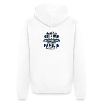Echter Mann Verantwortung Familie - Unisex Premium Bio Zip Hoodie - Weiß - Hinten - Thijin (182cm)