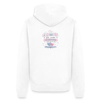 Geschwisterliebe für immer verbunden - Unisex Premium Bio Zip Hoodie - Weiß - Hinten - Thijin (182cm)