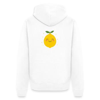 Drôle de citron jaune kawaï – Fruit mignon - Veste à capuche bio Premium Unisexe - blanc - Dos - Thijin (182cm)
