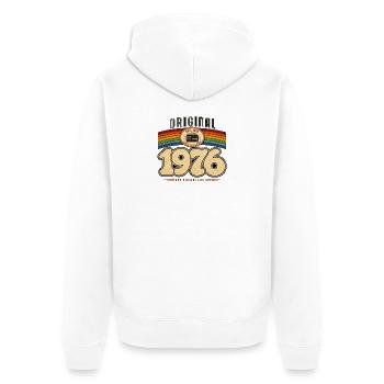 Original 1976 Vintage Anniversary 50 Years - Unisex Premium Organic Zip Hoodie - white - Back - Thijin (182cm)