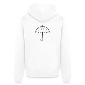 Schirm - Unisex Premium Bio Zip Hoodie - Weiß - Hinten - Thijin (182cm)