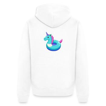 Unicorn Pool Toy - Unisex Premium Organic Zip Hoodie - white - Back - Thijin (182cm)