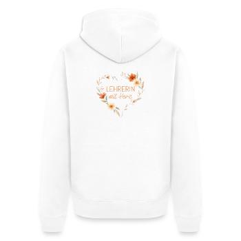 Lehrerin mit Herz! - Unisex Premium Bio Zip Hoodie - Weiß - Hinten - Thijin (182cm)