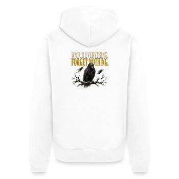Watch Everything Forget Nothing Raven Crow Shirt - Unisex Premium Organic Zip Hoodie - white - Back - Thijin (182cm)