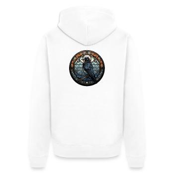 Hugin le Corbeau | Motif Viking Mystique - Veste à capuche bio Premium Unisexe - blanc - Dos - Thijin (182cm)