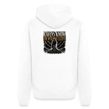 Les corbeaux savent que le sage écoute Chemise viking - Veste à capuche bio Premium Unisexe - blanc - Dos - Thijin (182cm)