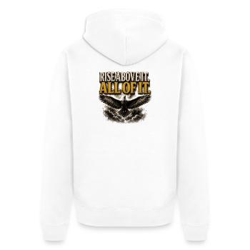 Élever au-dessus de tout ça Eagle Motivation Shirt - Veste à capuche bio Premium Unisexe - blanc - Dos - Thijin (182cm)