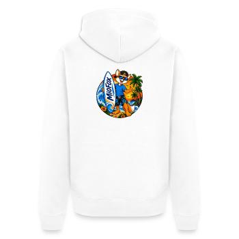 33_Miofox_Surfer4 - Unisex Premium Organic Zip Hoodie - white - Back - Thijin (182cm)