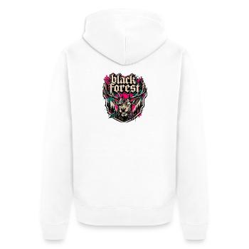 Black Forest Deer Motif - Unisex Premium Organic Zip Hoodie - white - Back - Thijin (182cm)