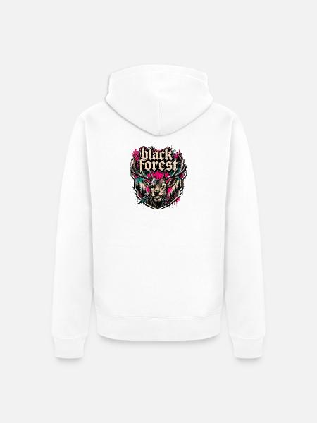 Black Forest Deer Motif - Unisex Premium Organic Zip Hoodie - white