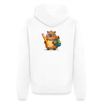 Beaver pour l’inscription scolaire – début scolaire avec crayon - Veste à capuche bio Premium Unisexe - blanc - Dos - Thijin (182cm)