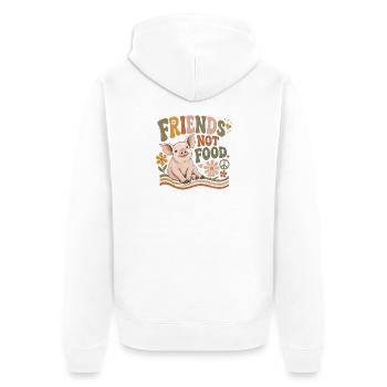 Friends Not Food Pig Vegan Rétro - Veste à capuche bio Premium Unisexe - blanc - Dos - Thijin (182cm)