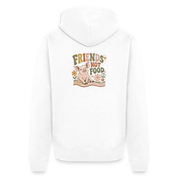 Friends Not Food Pig Vegan Rétro - Veste à capuche bio Premium Unisexe - blanc - Dos - Thijin (182cm)