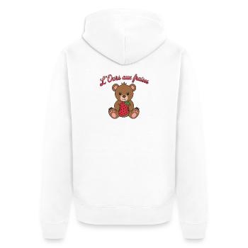 L'ours aux fraises - Veste à capuche bio Premium Unisexe - blanc - Dos - Thijin (182cm)
