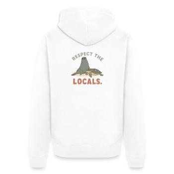 Respectez les locaux Tortue phoque rétro - Veste à capuche bio Premium Unisexe - blanc - Dos - Thijin (182cm)