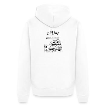 Offline Natur & Freiheit Roadtrip - Unisex Premium Bio Zip Hoodie - Weiß - Hinten - Thijin (182cm)