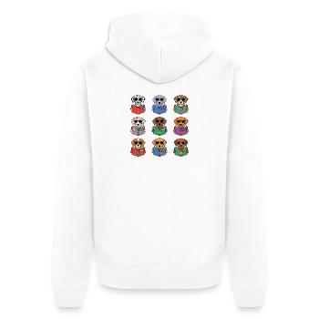 T-shirt Chiens Lunettes Liseurs Cadeau Lecture - Veste à capuche bio Premium Unisexe - blanc - Dos - Thijin (182cm)