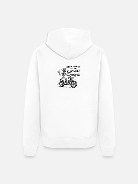 Klassisch Skelett auf Motorrad - Unisex Premium Bio Zip Hoodie - Weiß
