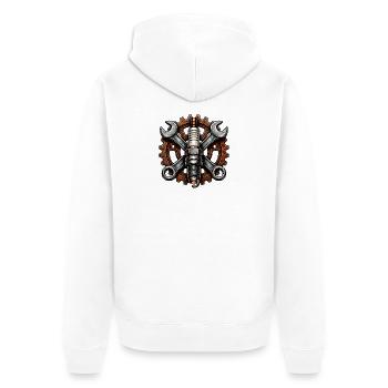 Force de vis : engrenages Bougie d’allumage - Veste à capuche bio Premium Unisexe - blanc - Dos - Thijin (182cm)
