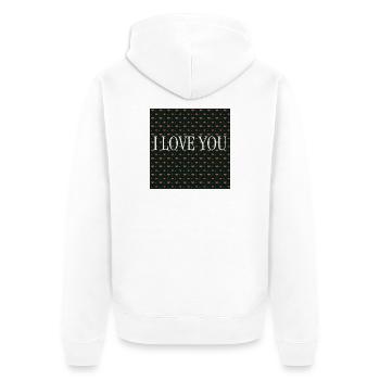 Ich liebe dich – Wiederholtes Herzenmuster - Unisex Premium Bio Zip Hoodie - Weiß - Hinten - Thijin (182cm)