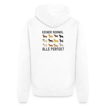Keiner Normal Alle Perfekt - Unisex Premium Bio Zip Hoodie - Weiß - Hinten - Thijin (182cm)